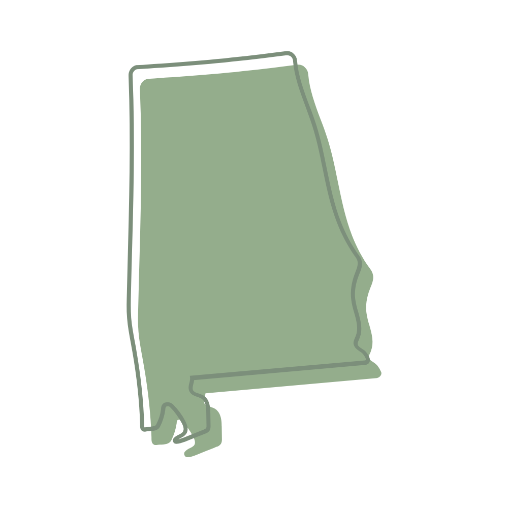 Cutout of the state of Alabama