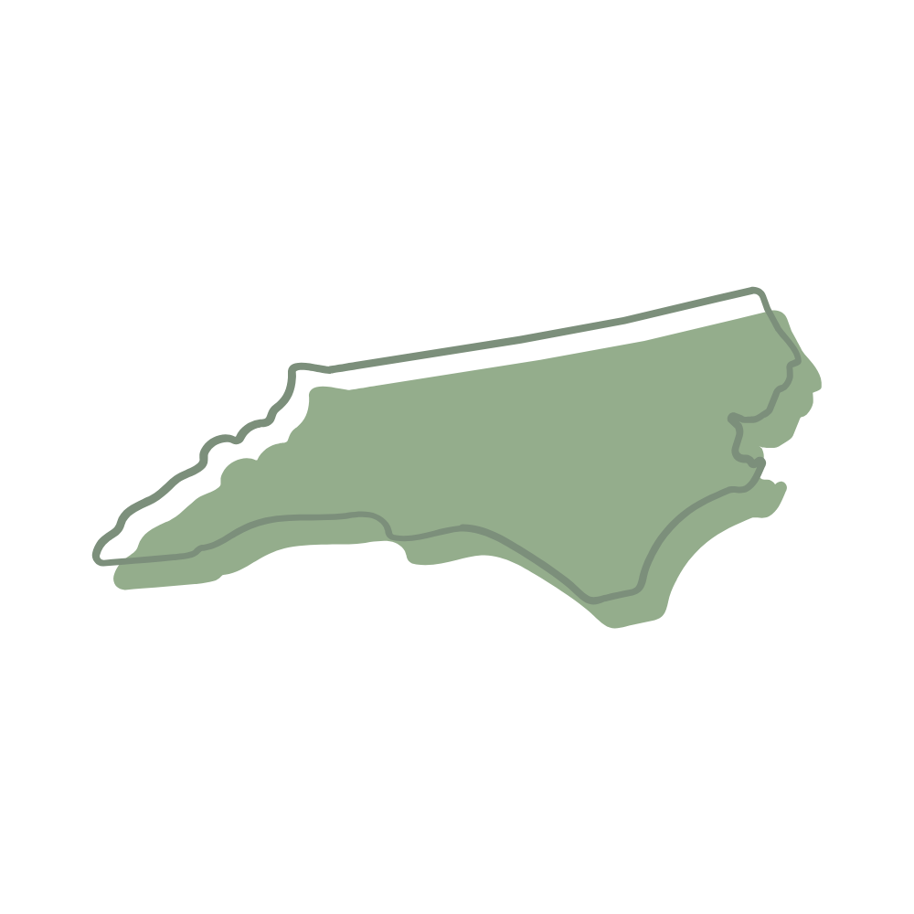 Cutout of the state of North Carolina