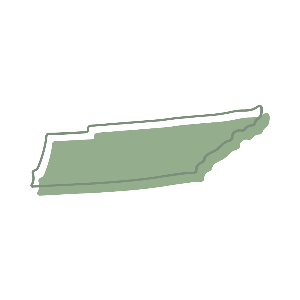 Cutout of the state of Tennessee